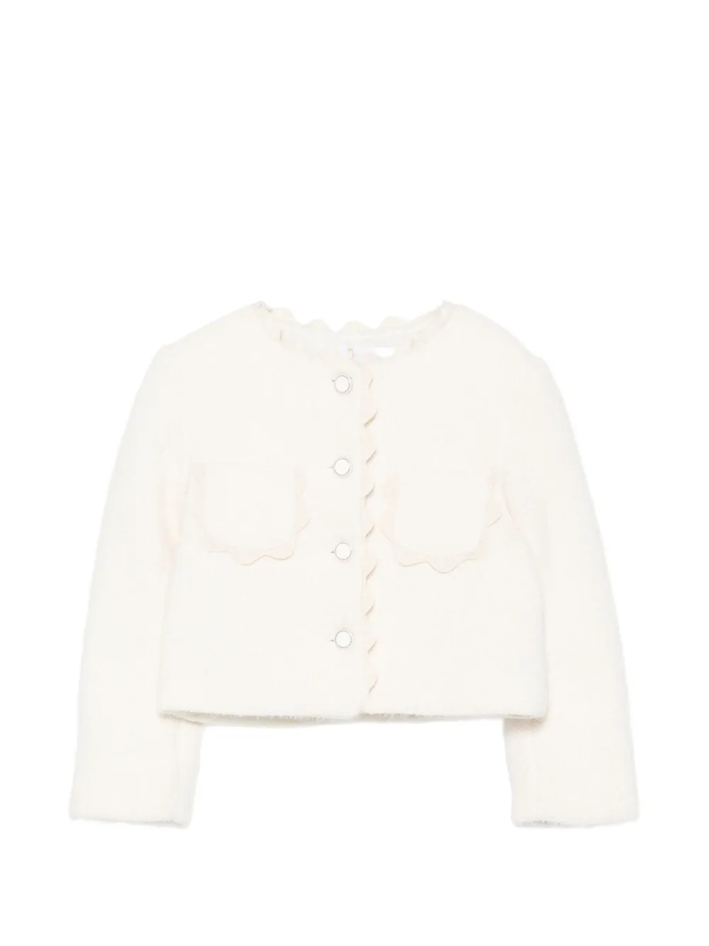 Patachou scalloped-trim bouclé jacket - Tons neutres Patachou scalloped-trim bouclé jacket - Tons neutres