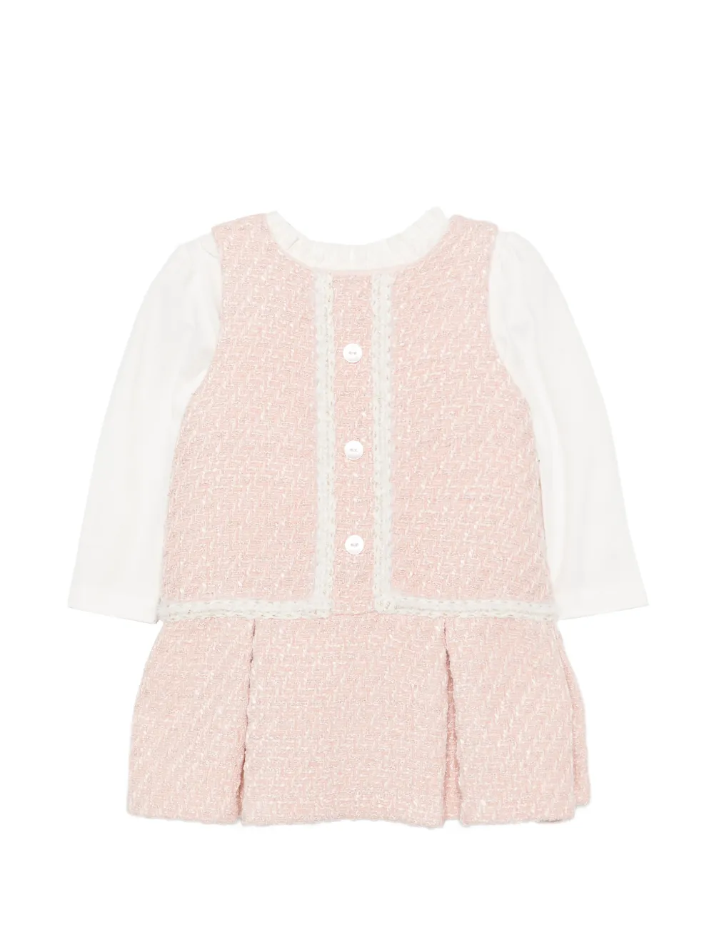 Patachou tweed pleated dress set - Rosa