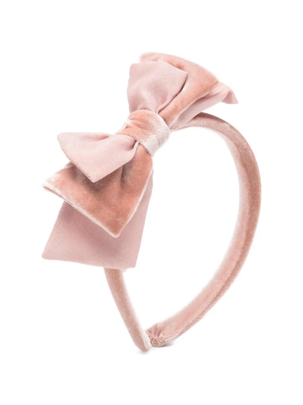Patachou bow-detail velvet headband Roze