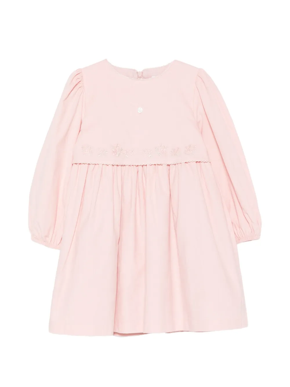 Patachou floral-embroidered corduroy dress - Rosa