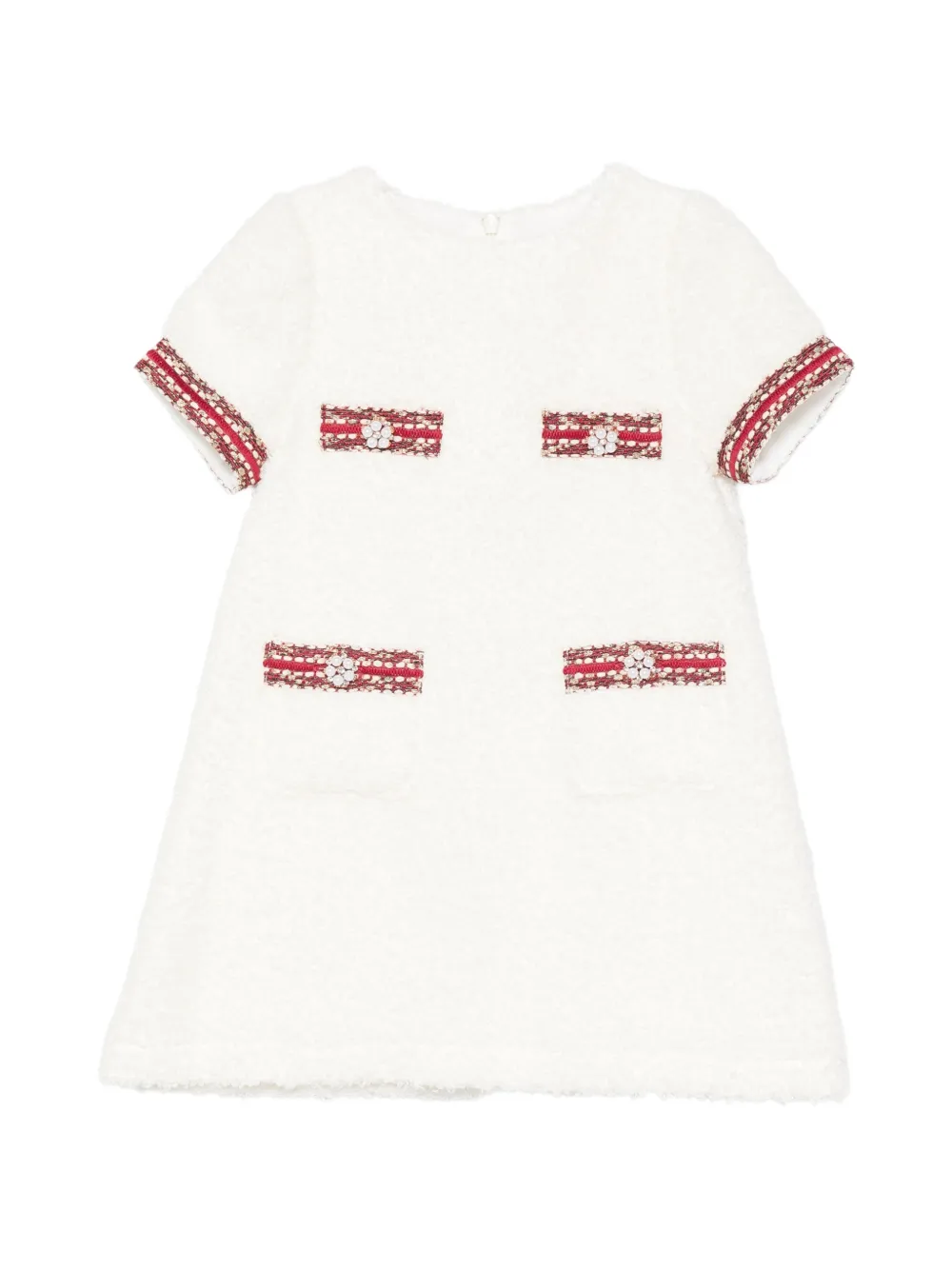 Patachou bouclé-knit faux-pocket dress - Bianco