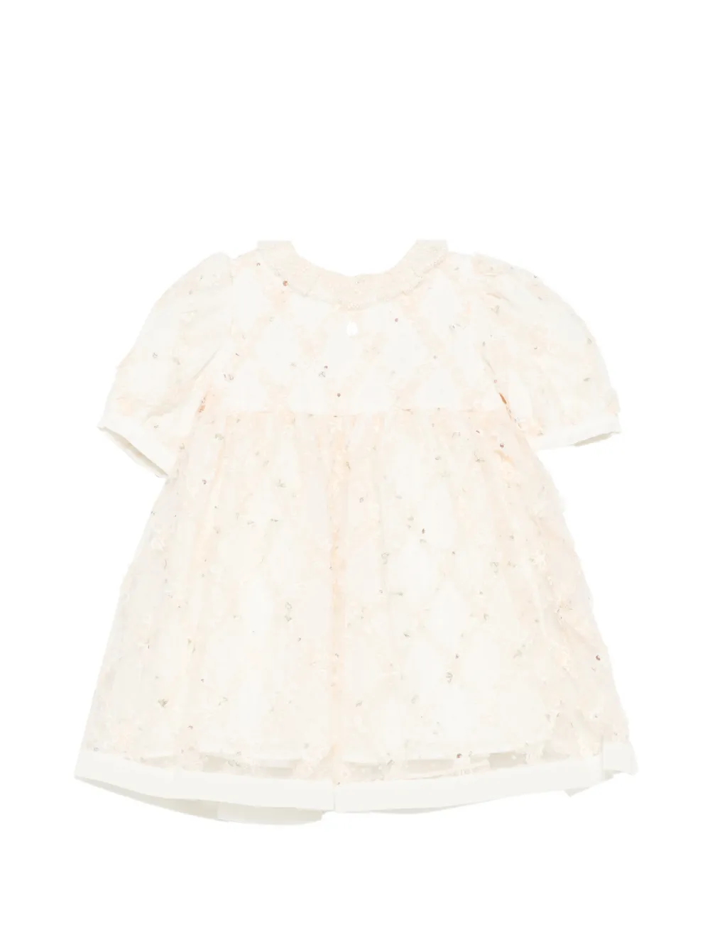 Patachou lace-overlay ruffled dress - Toni neutri