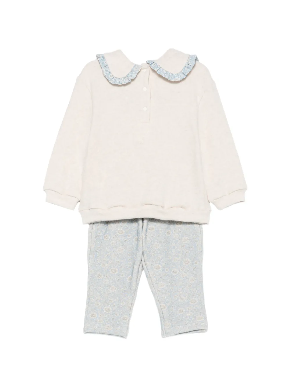 Patachou floral-print ruffled tracksuit Beige