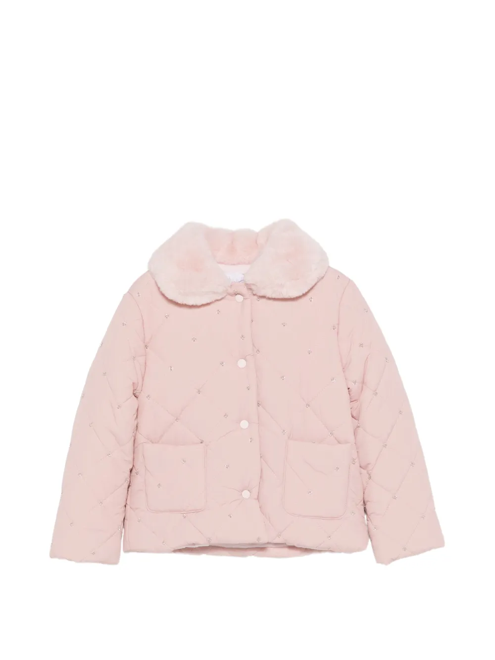 Patachou quilted faux-fur-collar jacket - Rose Patachou quilted faux-fur-collar jacket - Rose