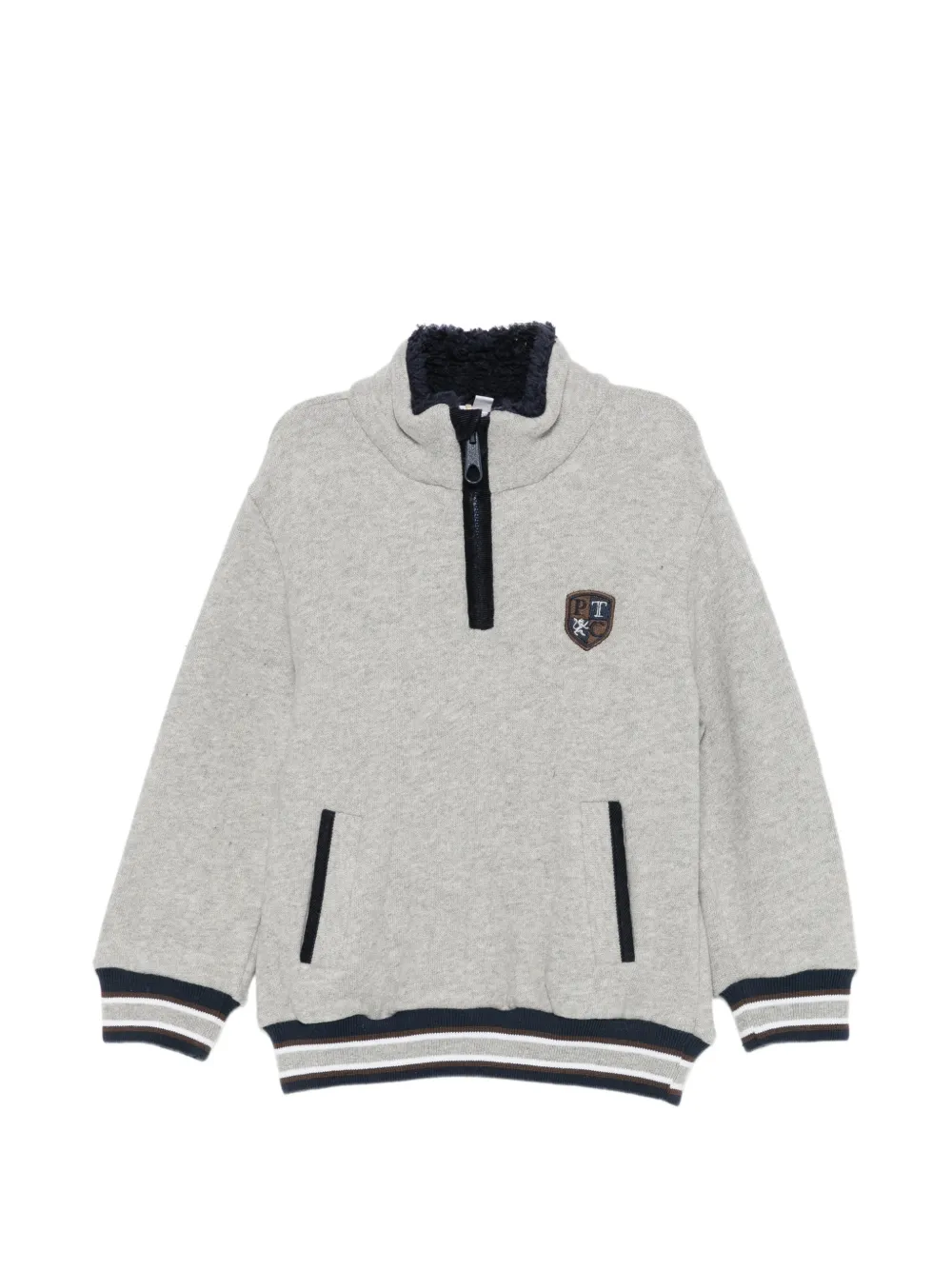 Patachou logo-patch quarter-zip sweater - Gris Patachou logo-patch quarter-zip sweater - Gris