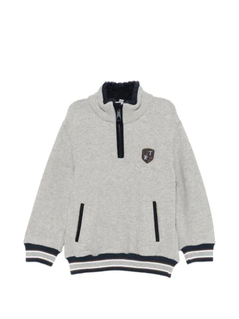 Patachou logo-patch quarter-zip sweater
