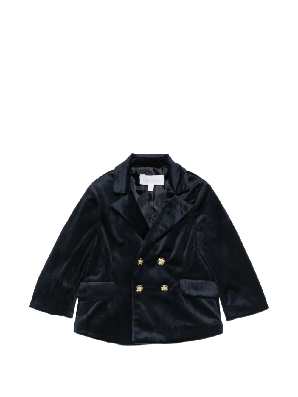 Patachou double-breasted velvet jacket - Bleu Patachou double-breasted velvet jacket - Bleu