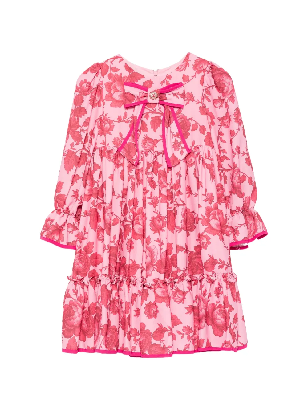 Patachou floral-print bow-detail dress - Rosa