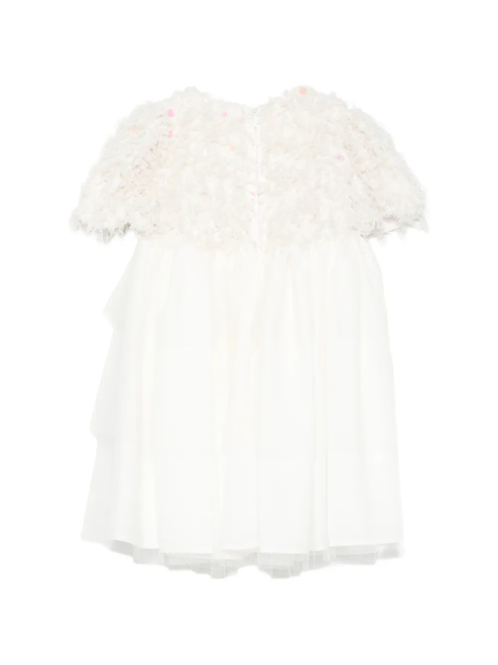 Patachou Jurk verfraaid met pailletten en veren-effect Beige