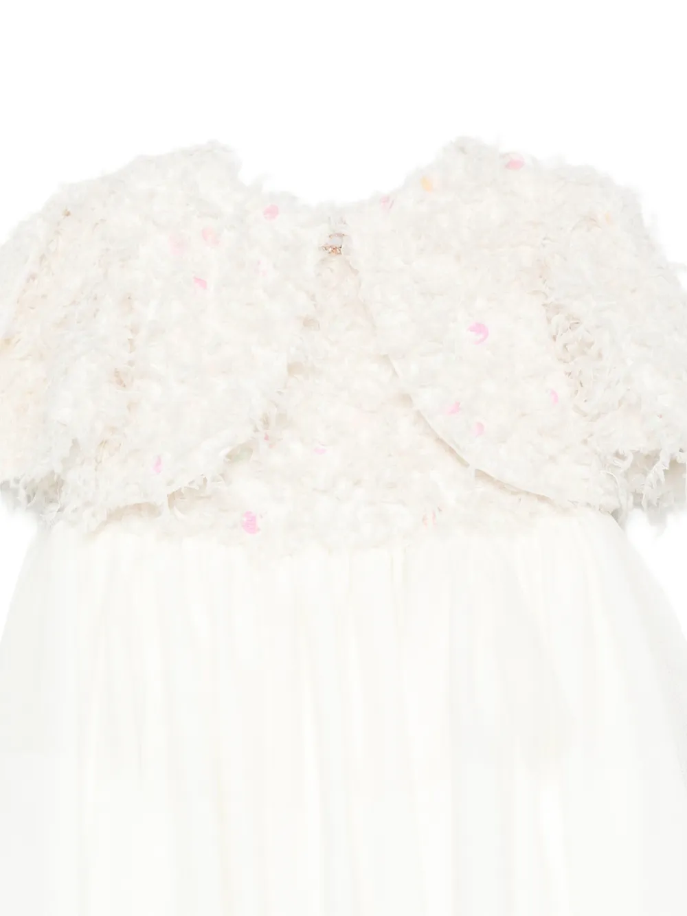 Patachou Jurk verfraaid met pailletten en veren-effect Beige
