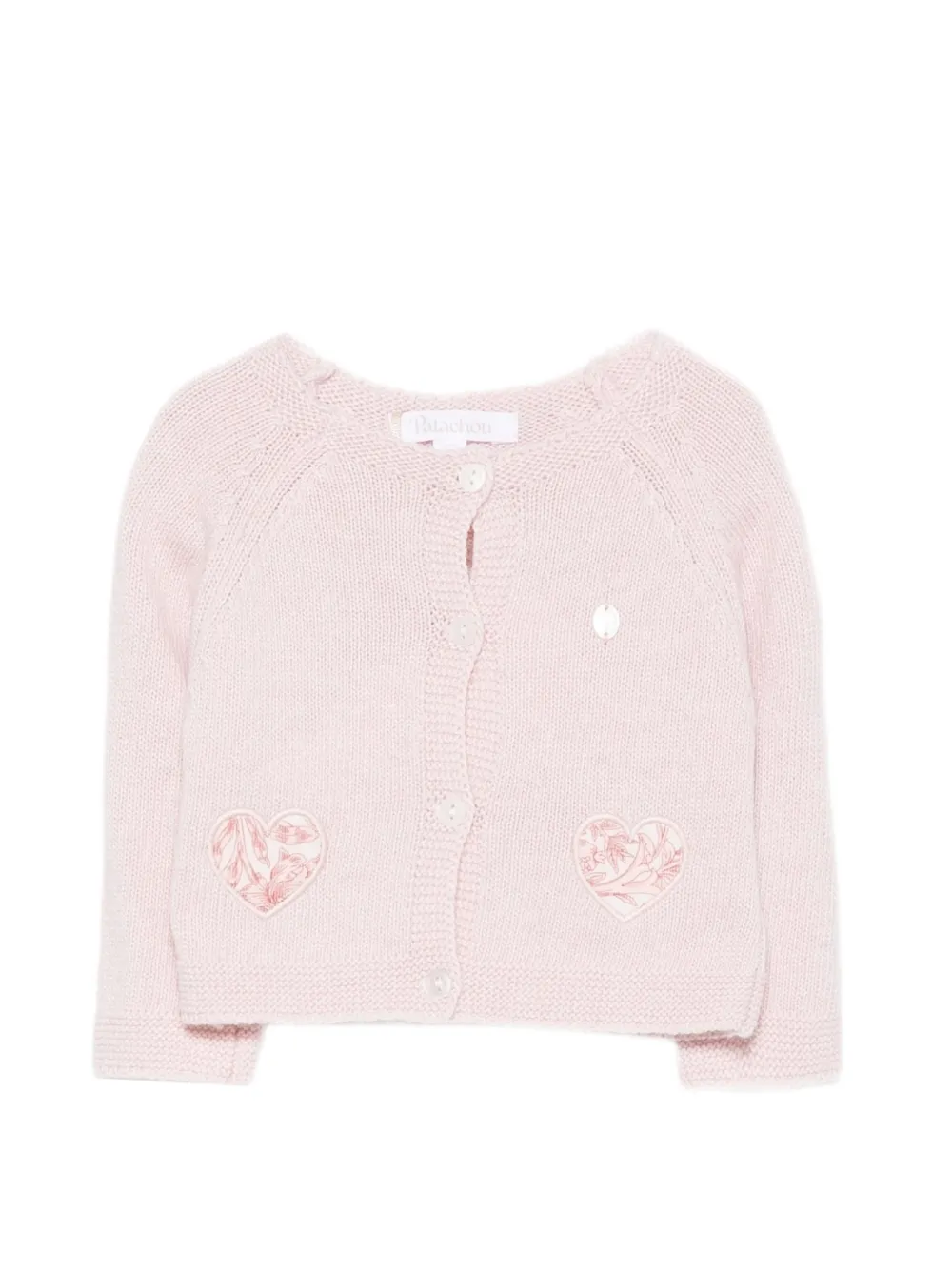 Patachou heart-patch raglan-sleeve cardigan - Rose Patachou heart-patch raglan-sleeve cardigan - Rose