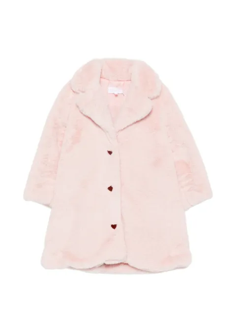 Patachou faux-fur heart-button jacket