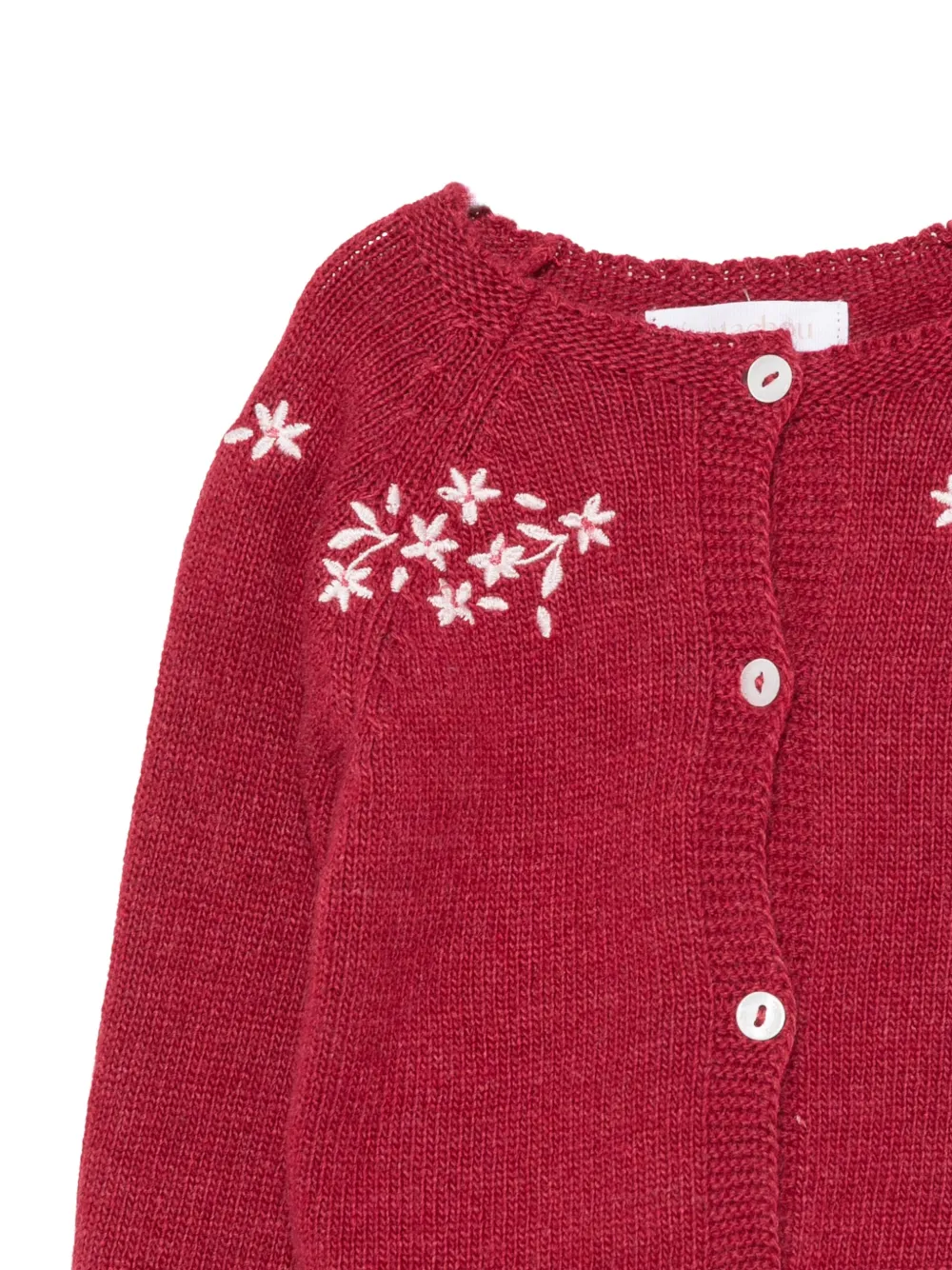 Patachou floral-embroidered cardigan Rood