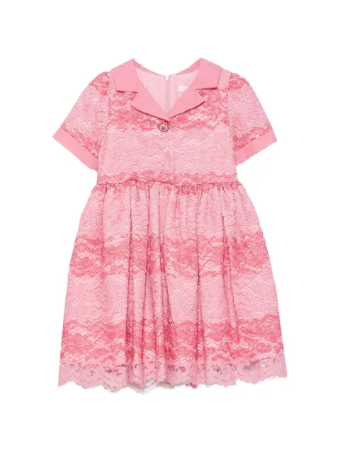 Patachou lace-overlay notched-collar dress