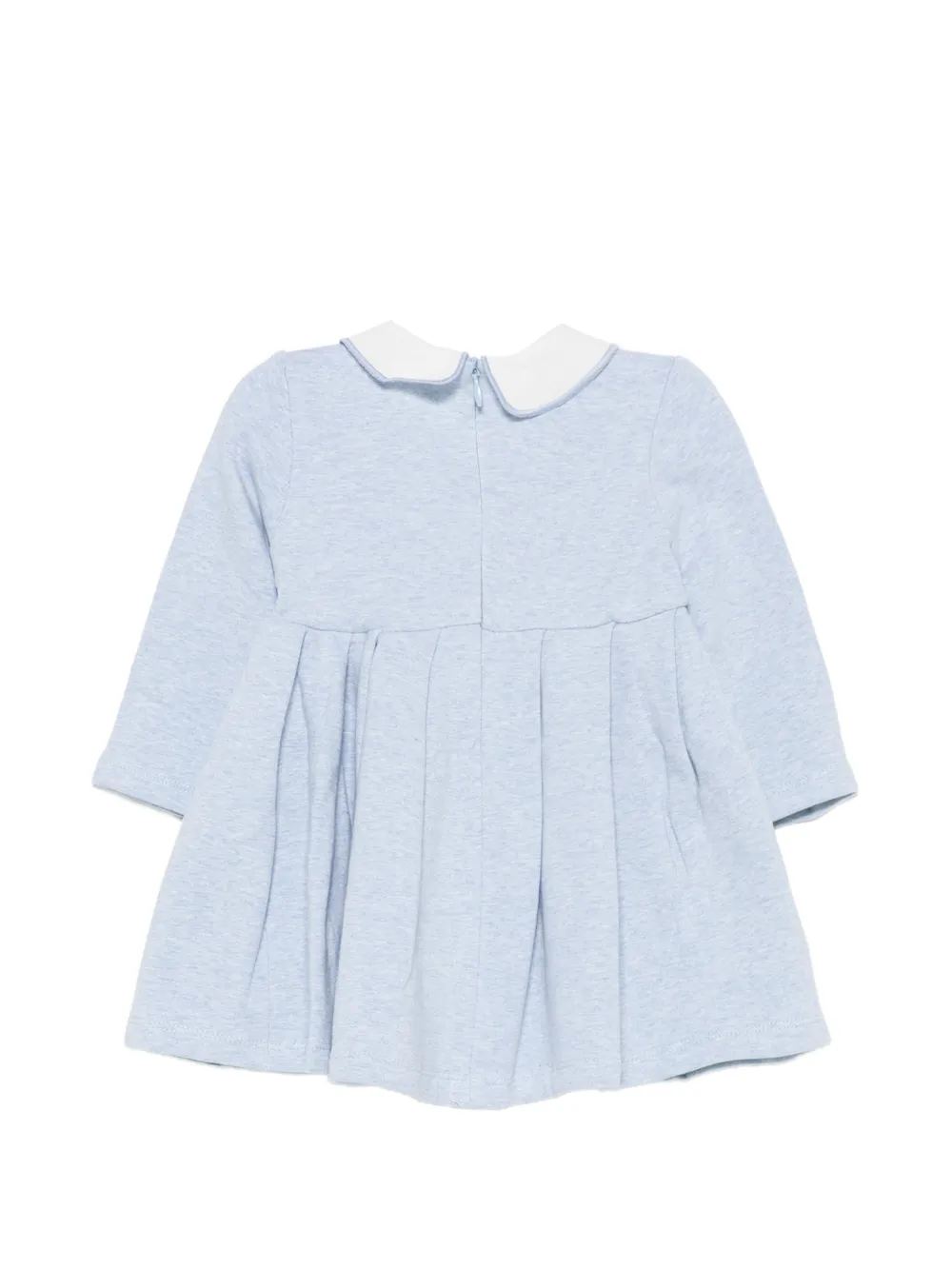 Patachou embroidered-collar pleated dress Blauw
