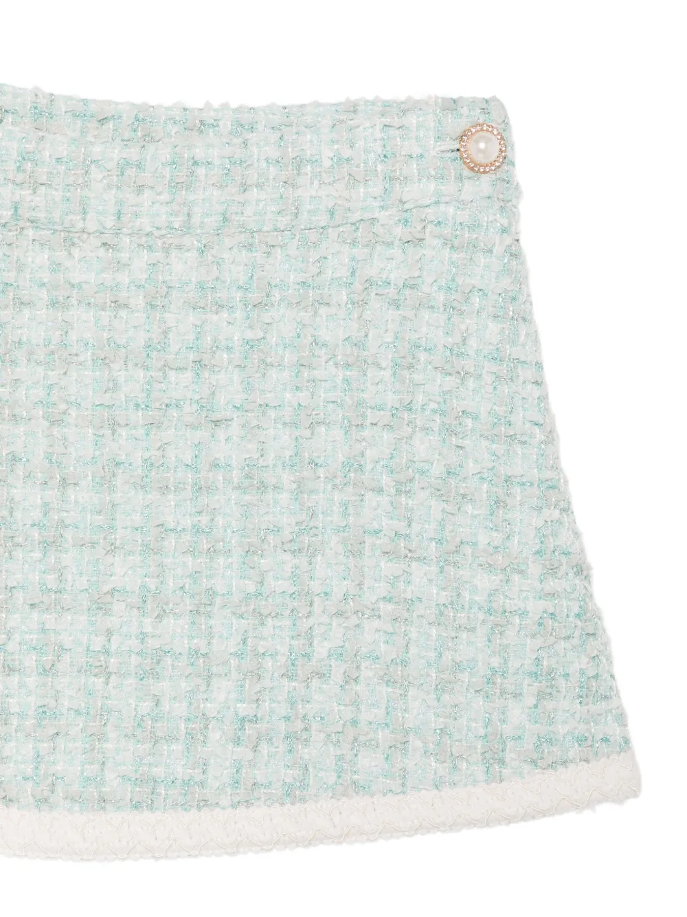 Patachou bouclé-knit faux-pearl skirt Blauw