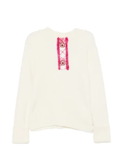 Patachou embellished tweed-trim sweater