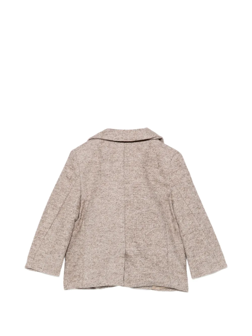 Patachou Blazer met fluwelen afwerking en visgraatpatroon Beige
