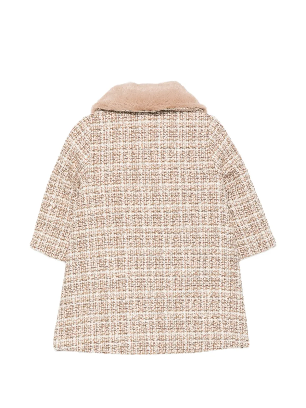 Patachou faux-fur collar tweed jacket Beige