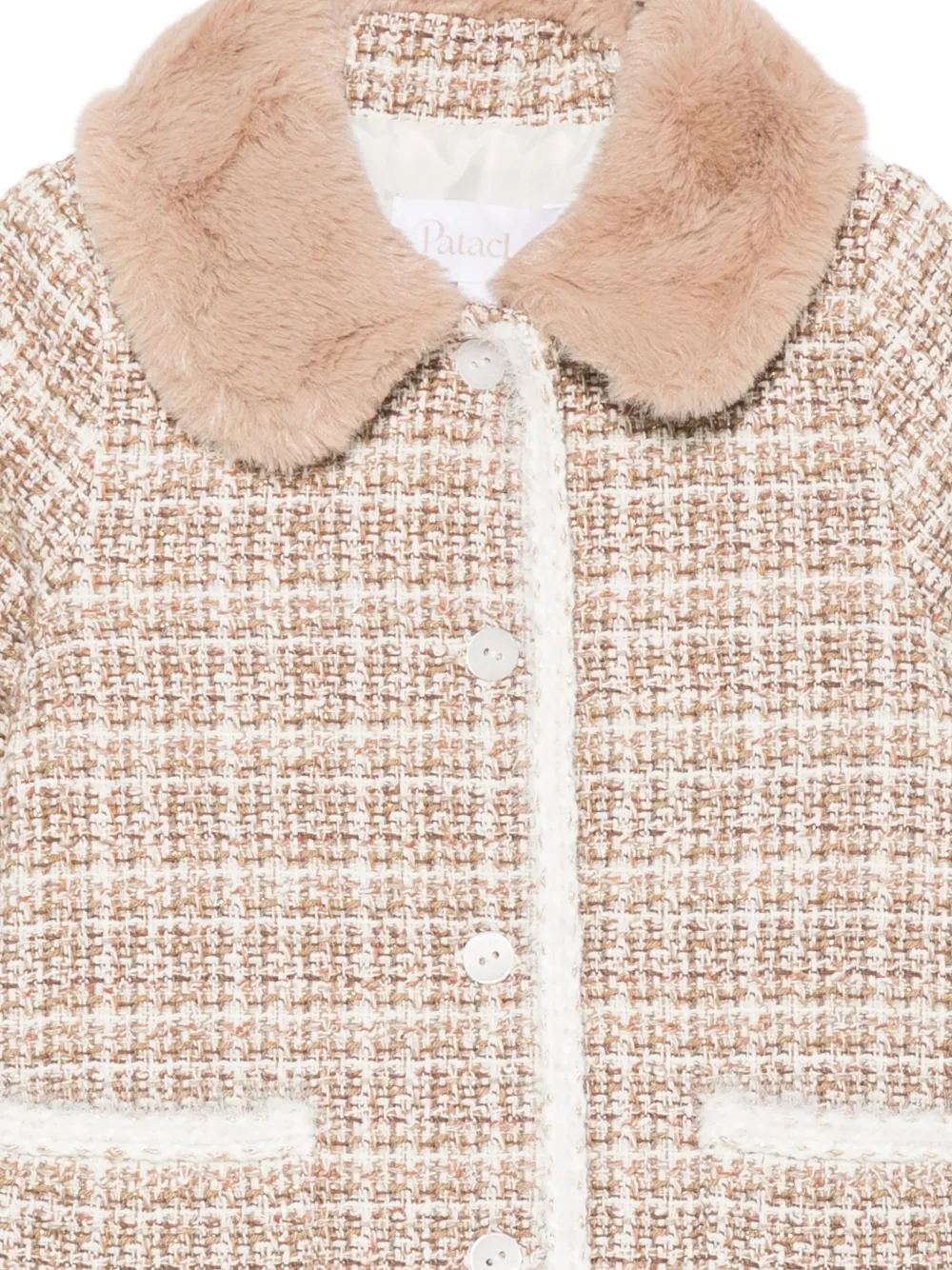 Patachou faux-fur collar tweed jacket Beige