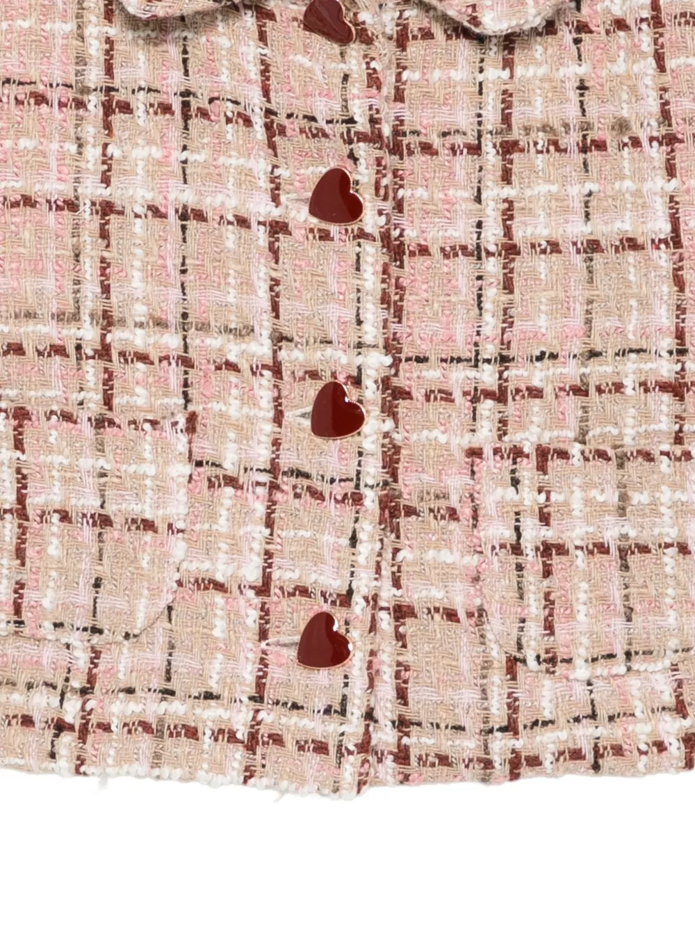 Patachou heart-button bouclé blazer Beige