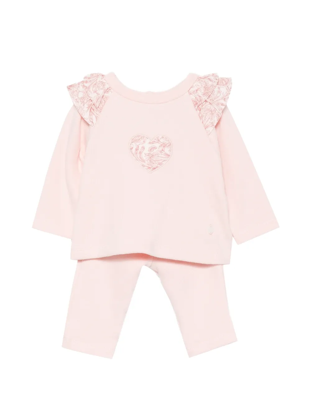 Patachou ruffled heart-motif tracksuit set - Rosa