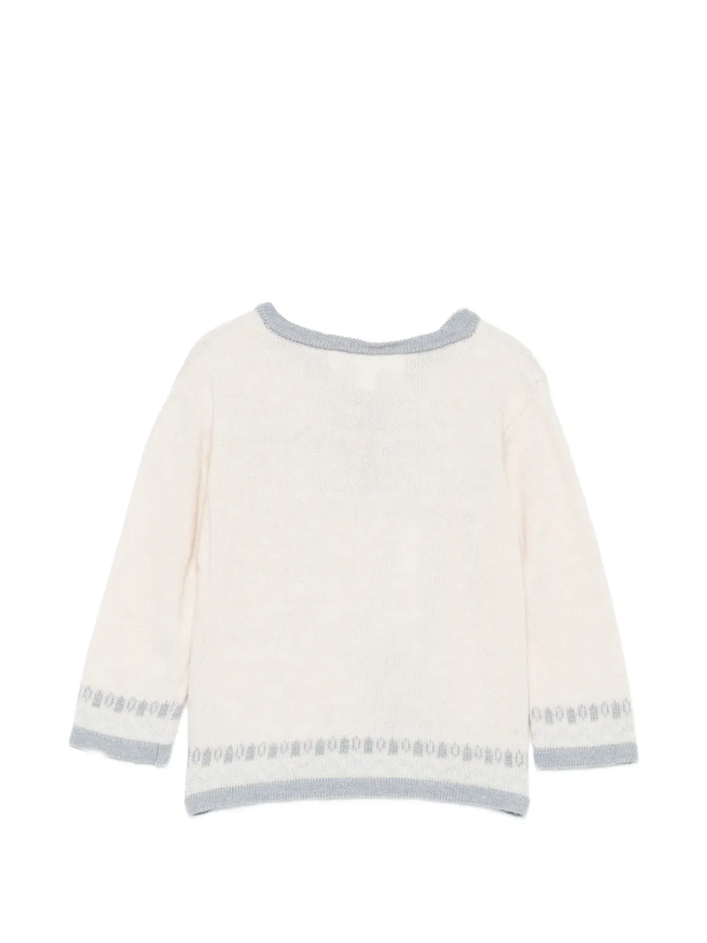 Patachou contrast-trim intarsia-knit cardigan Beige