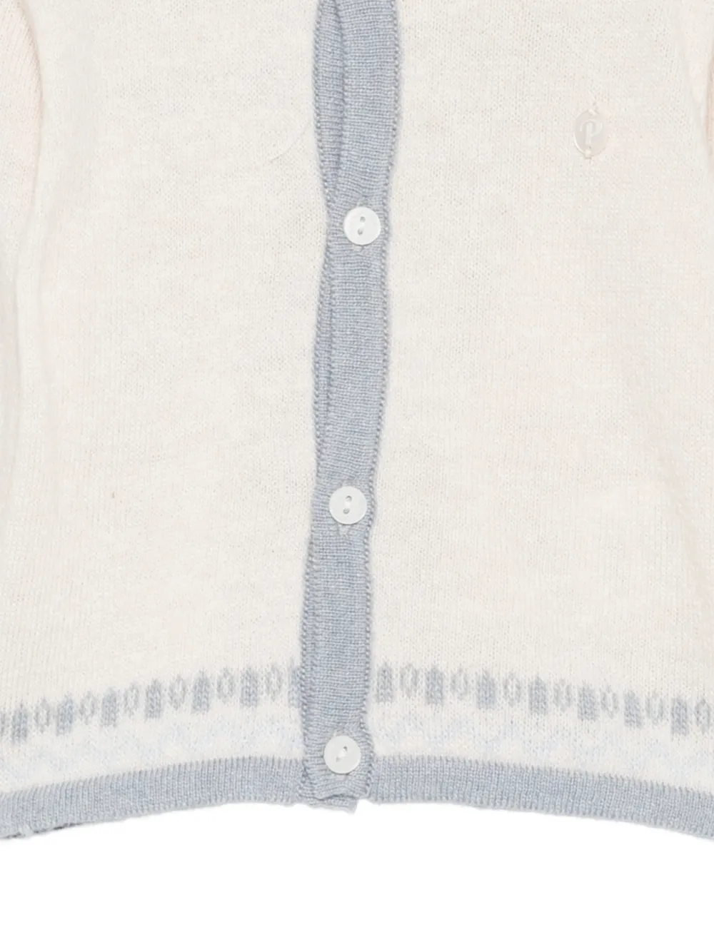 Patachou contrast-trim intarsia-knit cardigan Beige