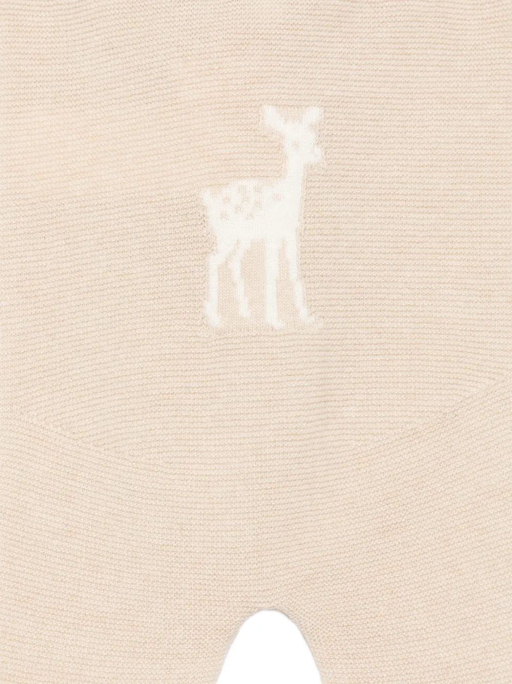 Patachou deer-intarsia knitted trousers Beige