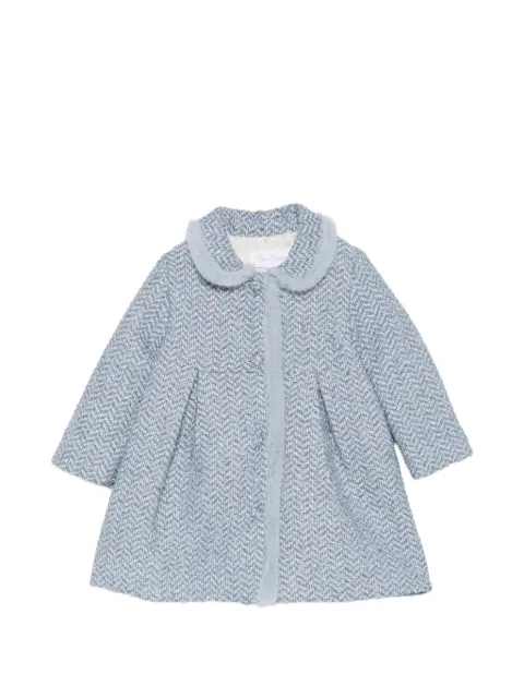 Patachou faux-fur trim herringbone coat