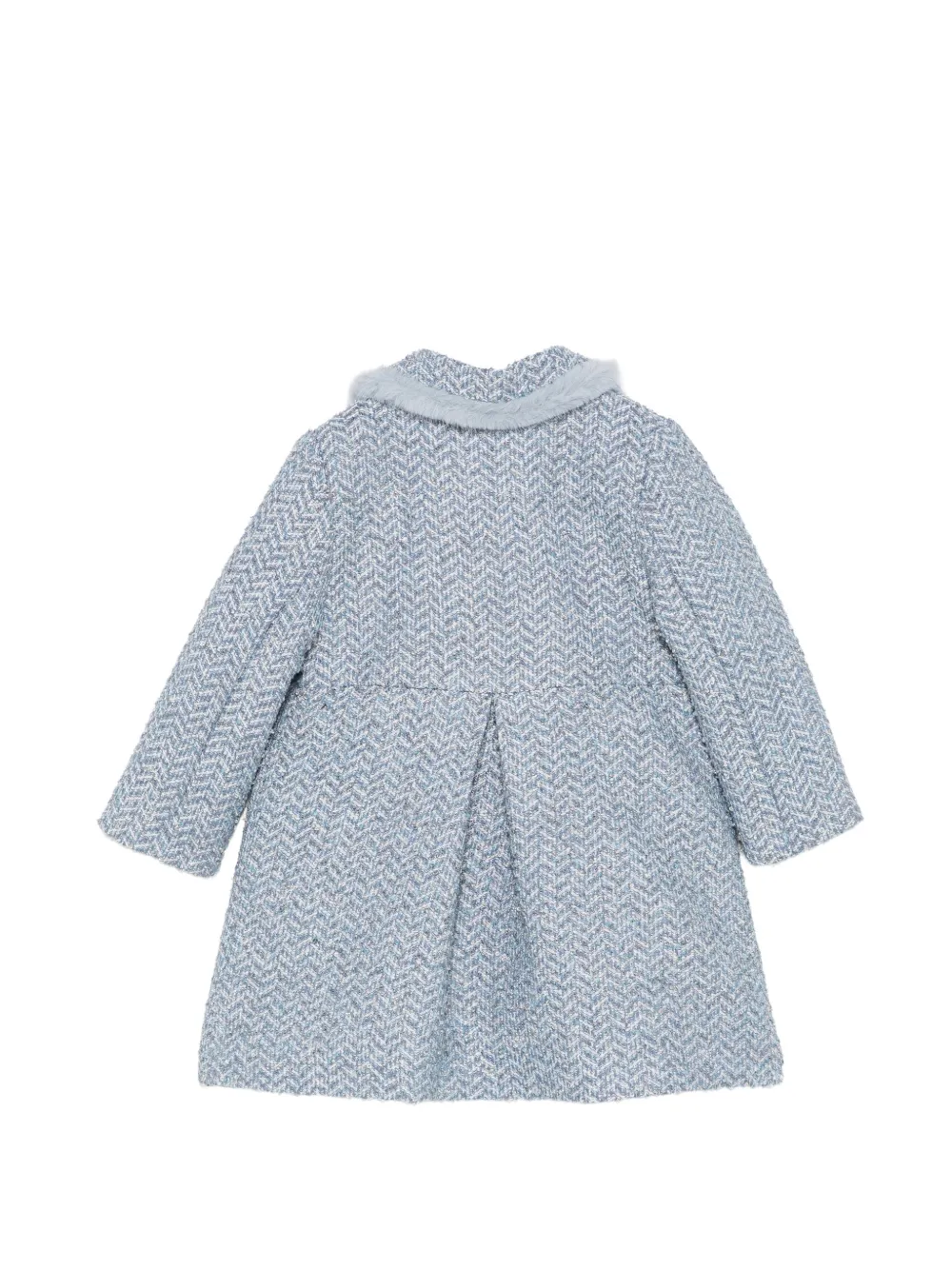 Patachou faux-fur trim herringbone coat Blauw