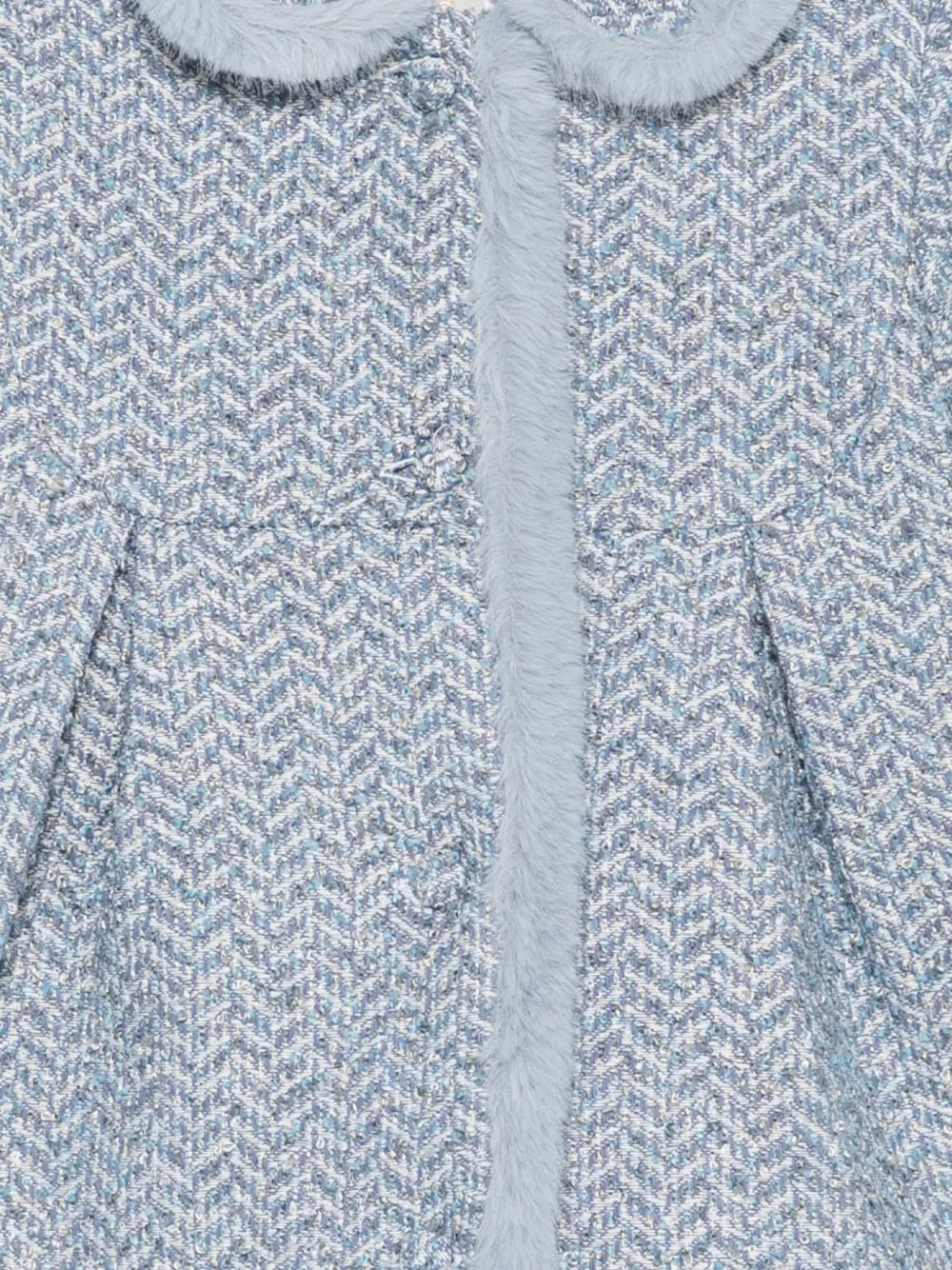 Patachou faux-fur trim herringbone coat Blauw