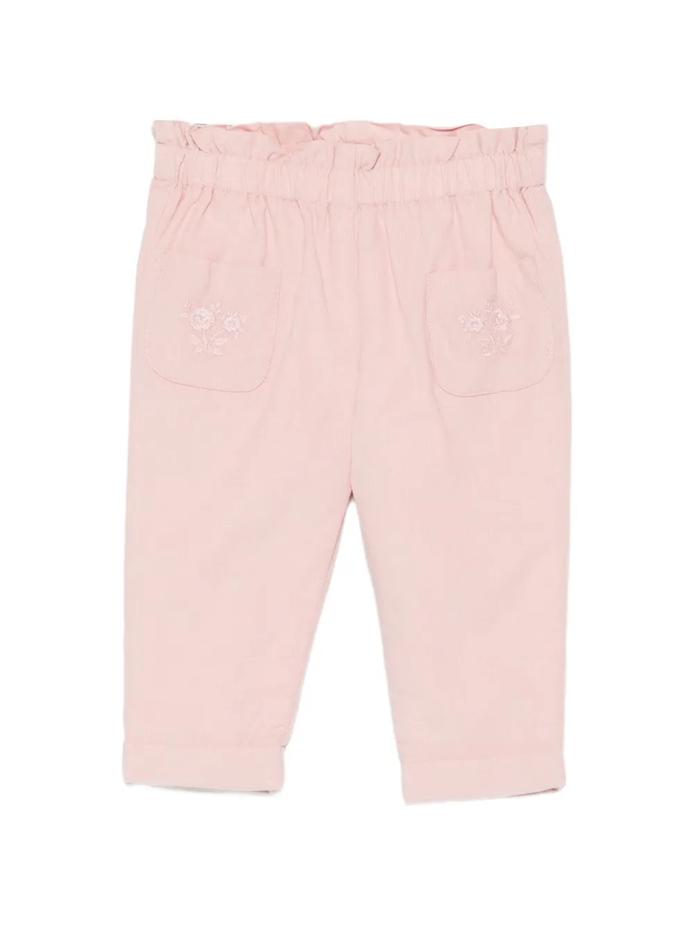 Patachou floral-embroidered corduroy trousers Roze