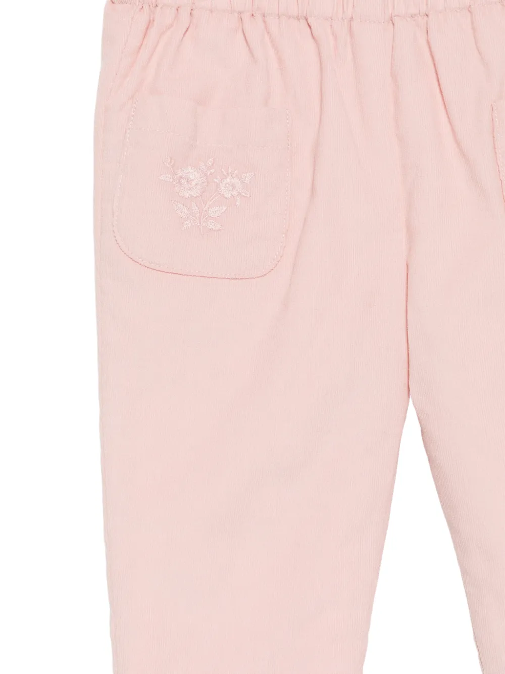Patachou floral-embroidered corduroy trousers Roze