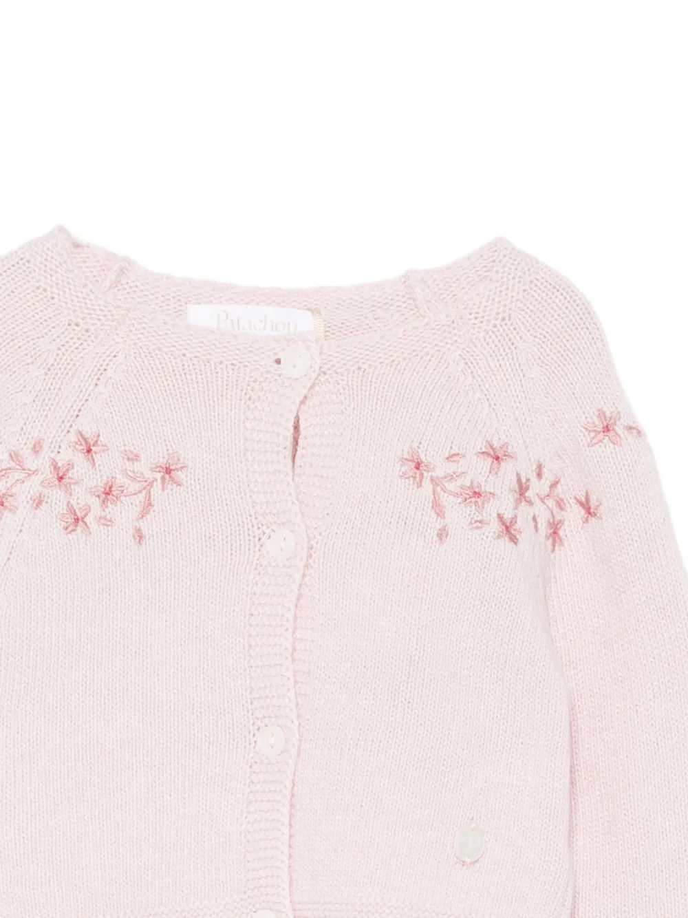 Patachou floral-embroidered knit cardigan Roze