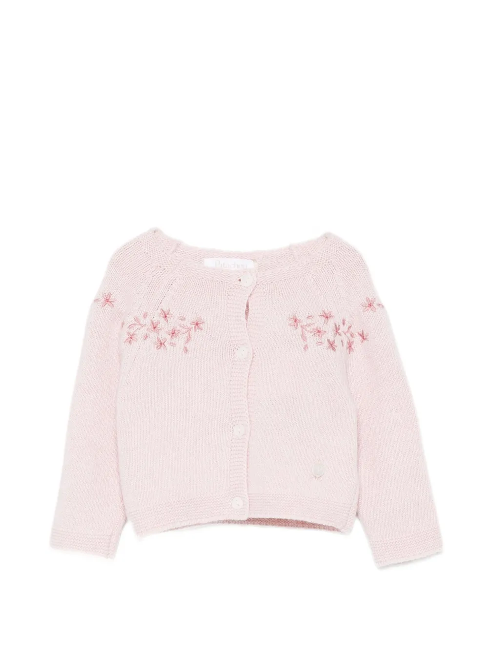 Patachou floral-embroidered knit cardigan - Rose Patachou floral-embroidered knit cardigan - Rose