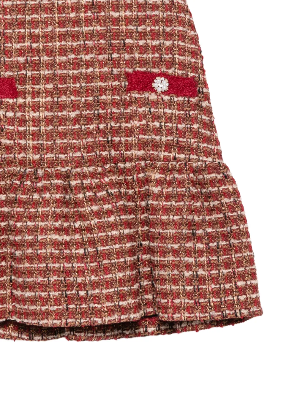 Patachou Tweed jurk met ruches Rood