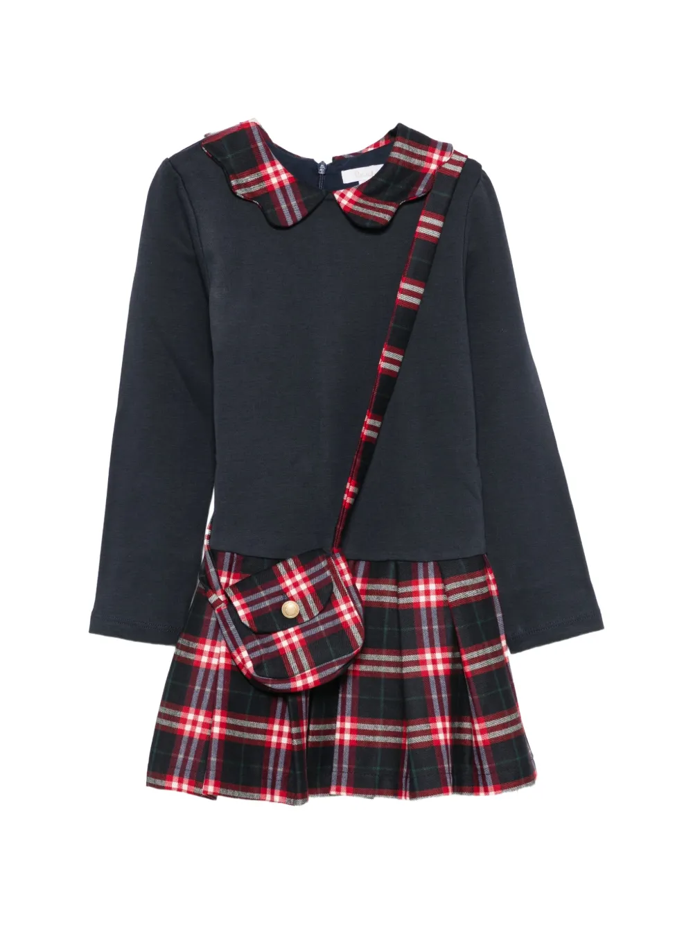 Patachou tartan-panelled dress - Nero