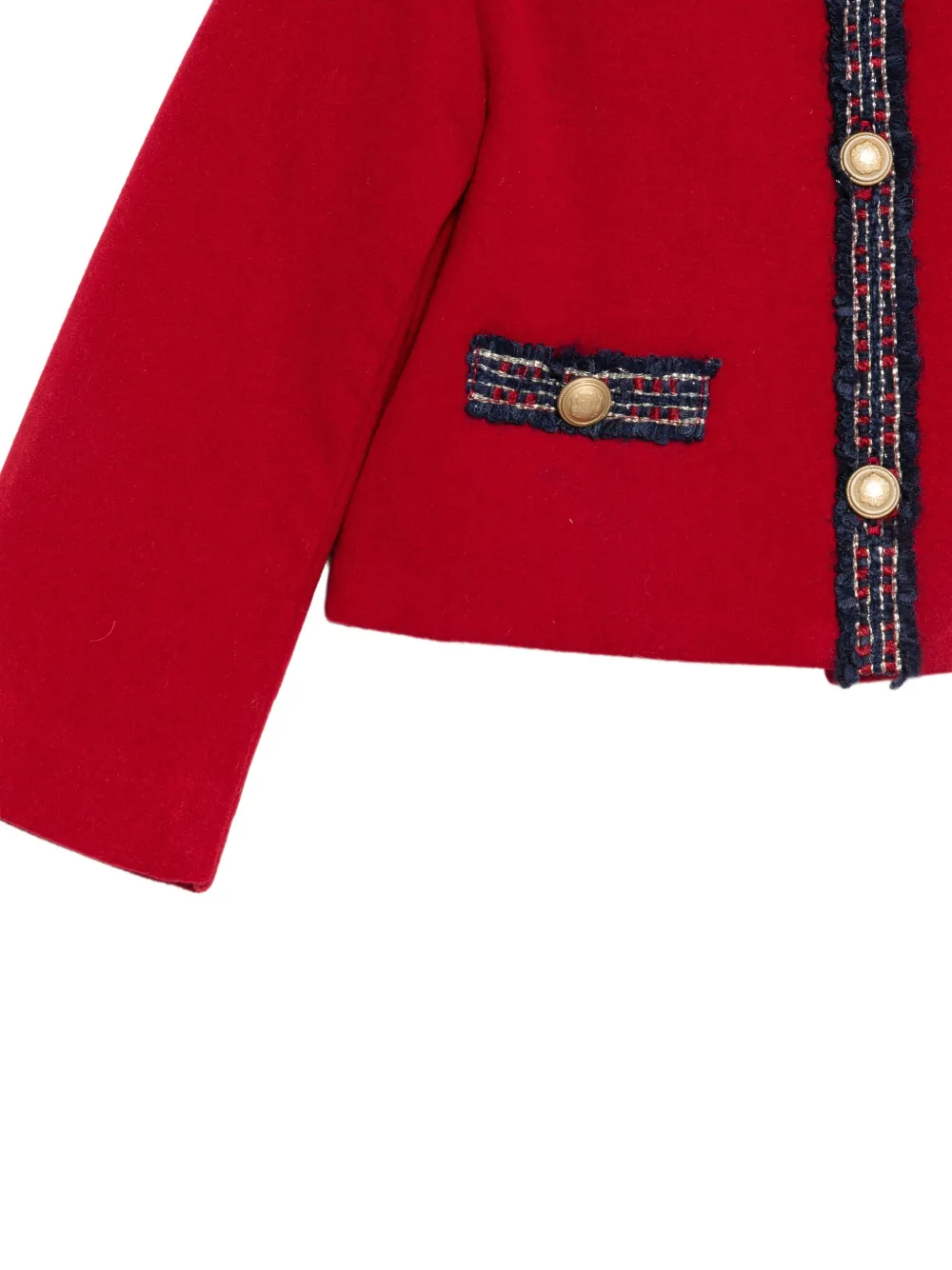 Patachou tweed-trim button-up jacket Rood