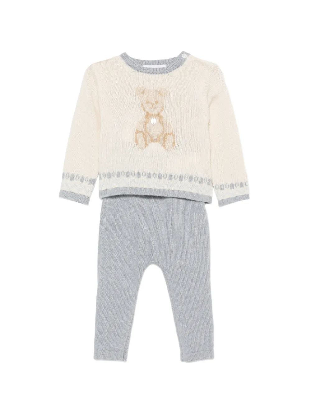 Patachou teddy-bear intarsia-knit trouser set - Blu