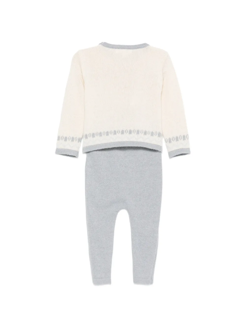 Patachou teddy-bear intarsia-knit trouser set Blauw