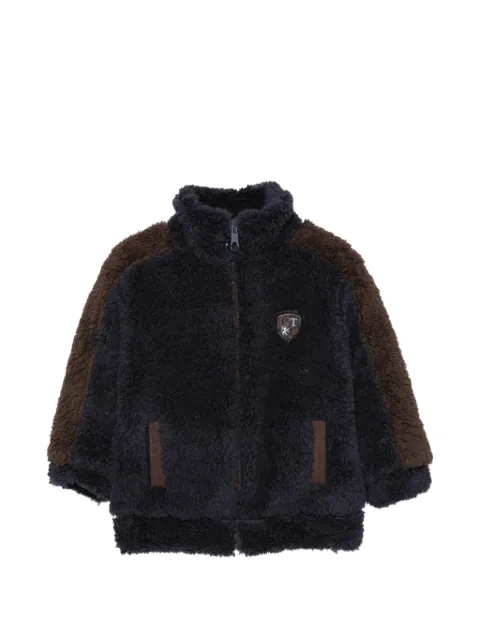 Patachou fleece logo-patch jacket