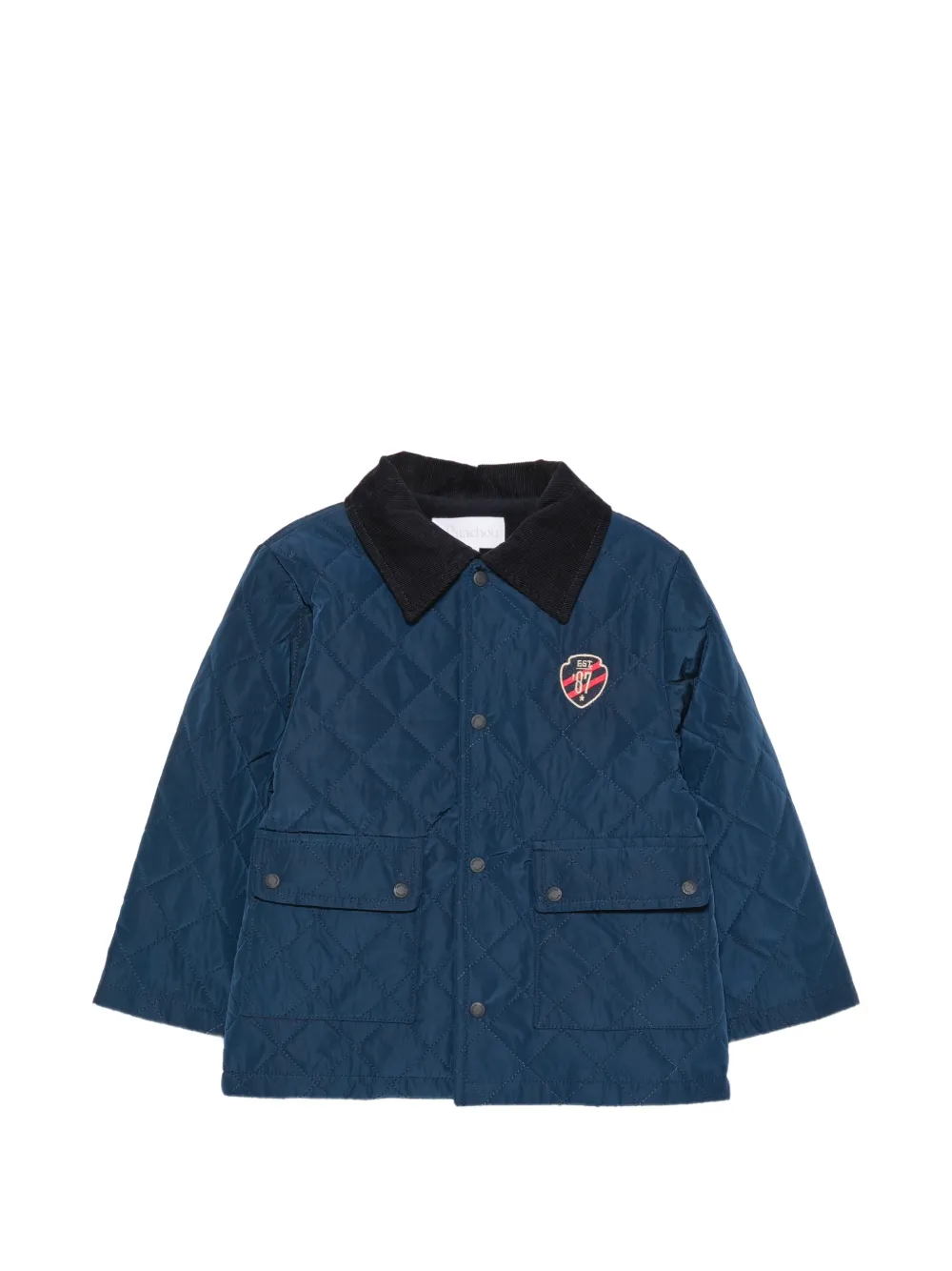 Patachou quilted corduroy-collar jacket - Bleu Patachou quilted corduroy-collar jacket - Bleu