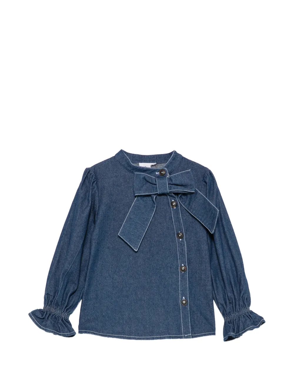 Patachou bow-detail ruffle-cuff shirt - Bleu