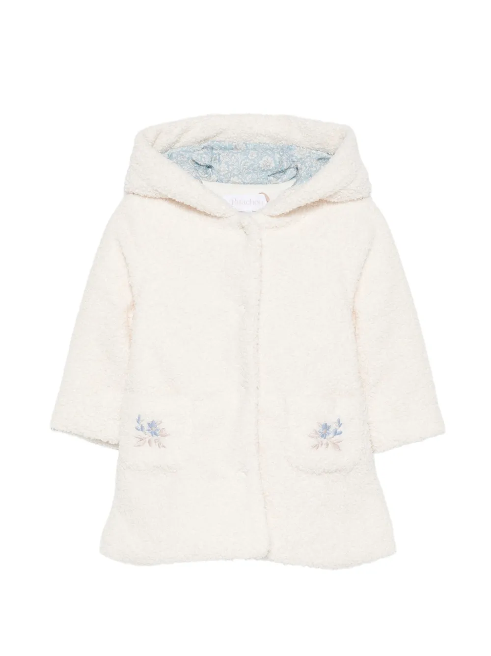 Patachou floral-embroidered hooded jacket - Blanc