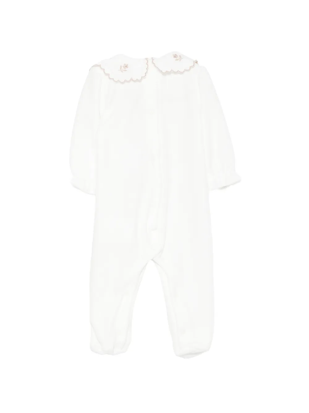Patachou Pyjama met gewelfde kraag en geborduurde bloemen Wit