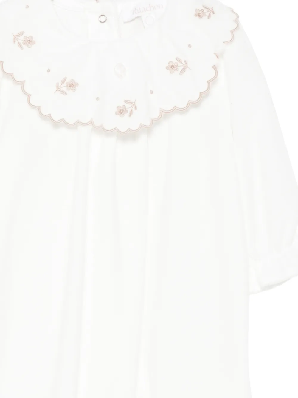 Patachou Pyjama met gewelfde kraag en geborduurde bloemen Wit