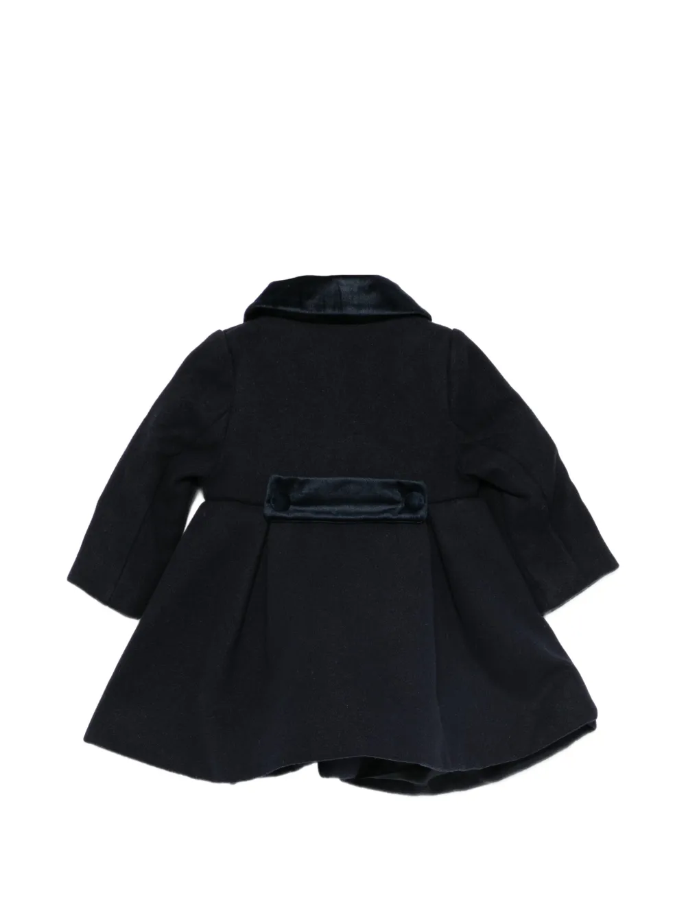 Patachou velvet-trim pleated coat Blauw