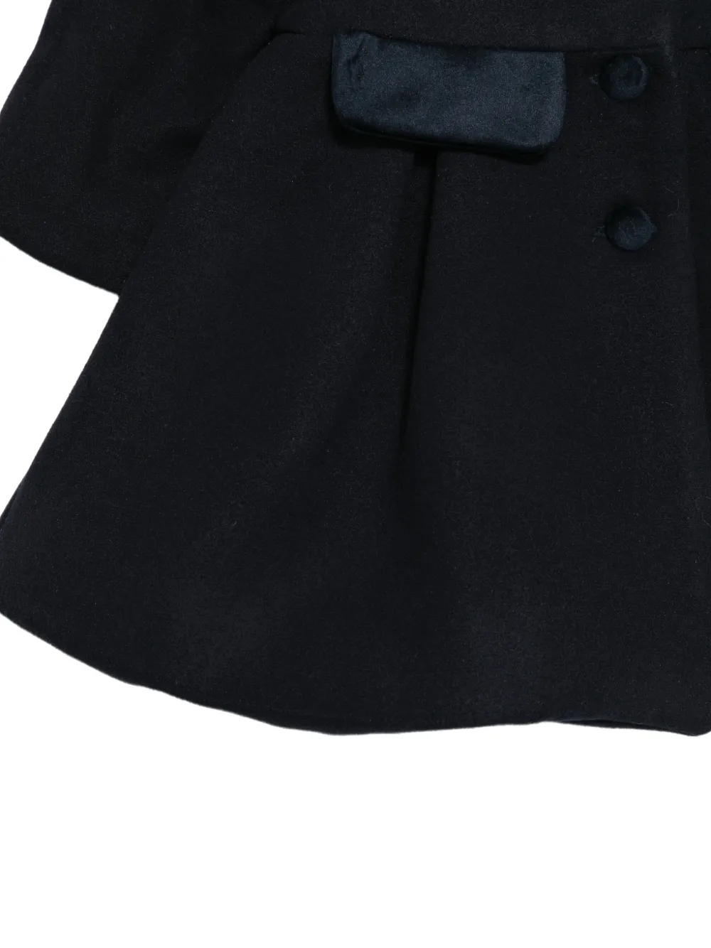 Patachou velvet-trim pleated coat Blauw