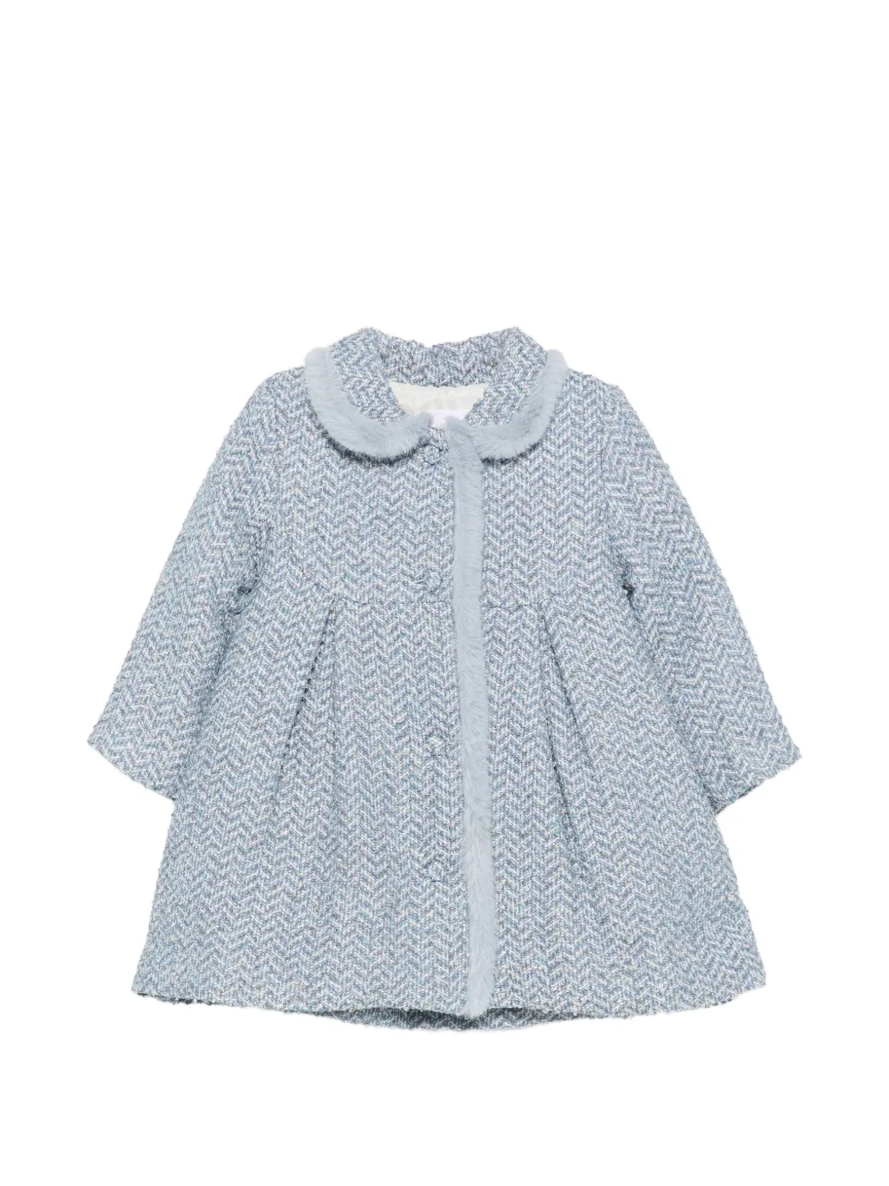 Patachou herringbone faux-fur-trim jacket - Bleu Patachou herringbone faux-fur-trim jacket - Bleu